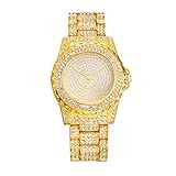 MJARTORIA Damen Analog Quarzuhr Gold Farbe Strass Glitzer Stahl Metallarmband Uhr Frauen Armbanduhr Geschenk
