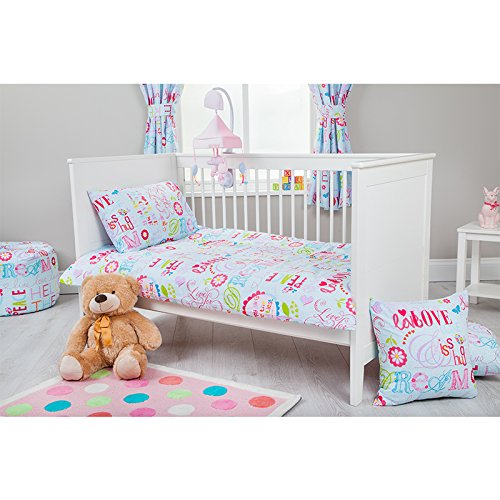 Hello There Design Children's Cot Size Duvet Cover Set 100cm x 120cm with Pillowcase