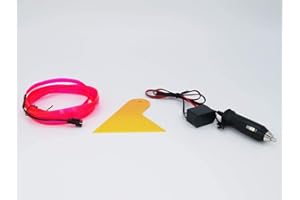Kmruazre Kit Luci Al Neon Per Auto Interni El Wire Strip Tube Rope Neon Glow Light Line Decorazione Luci Al Neon Per Auto (5m/16ft, Rosa)