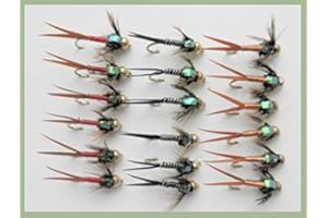 TROUTFLIES UK GOLDHEAD NYMPHS Copper Johns, Goldhead Nymphs 18 Pack, Three colours, Mixed 10/12 Fishing Flies