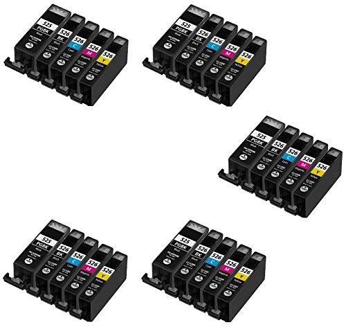 Prestige Cartridge PGI-525 CLI-526 Lot de 25 Cartouches d encre compatible avec Imprimante Canon Pixma IP4800  IP4820  IP4840  IP4850  IP4870  IP4950  MG5120  MG5140  MG5150  MG5170  MG5220  MG5240  MG5250  MG5270  MG6120  MG6140  MG6150  MG6170  MG8120  MG8140  MG8150  MG8170  IX6520  IX6550  MX882  MX885  Noir Noir Photo Cyan Magenta Jaune