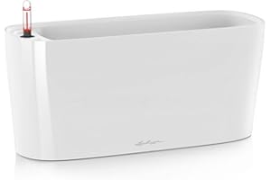 Lechuza – Pot de Fleurs d'Interieur – Delta 20 – Réserve d'Eau Intégrée – Coloris Blanc – 40 x 15 x 18 cm