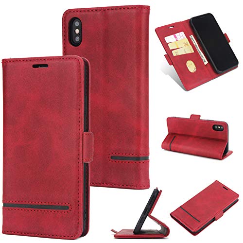 Preisvergleich Produktbild iPhone XS Max (6.5 Zoll) Handyhülle [Premium Leder] [Standfunktion] [Kartenfach] [Magnetverschluss] PU Schlanke Leder Brieftasche für Apple iPhone XS Max (6.5 Zoll) (5)