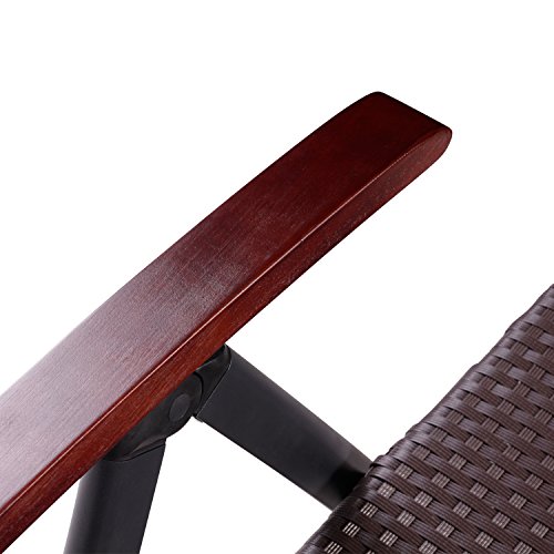 Vanage Gartenstuhl - Klappstuhl GS-geprüft & verstellbar - Garten-Möbel Outdoor Rattan-Sessel - hochwertiger Relaxsessel für Balkon & Terrasse, braun