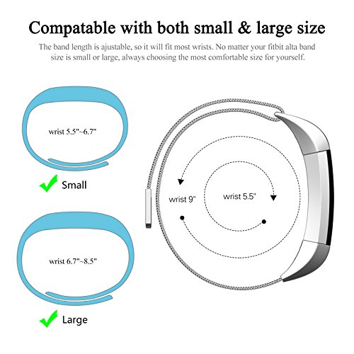 Fitbit Alta HR und Alta Armband Sport, Swees Edelstahl Uhrenarmband Mailänder Magnetschleife Edelstahlband Ersatz Armband Für Fitbit Alta HR und Alta – Silber - 5