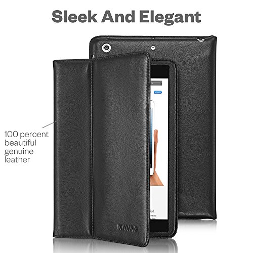 KAVAJ iPad mini Hülle Echtleder Case „Berlin“ für das Apple iPad mini Schwarz aus echtem Leder mit Stand und Auto Schlaf/Aufwachenen Funktion. Dünnes Smart-Cover Schutzhülle Tasche für die iPad mini Generation - 2