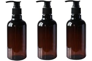 VASANA Bottiglie vuote in plastica PET ambrata da 250 ml, con erogatore di pompe per lozioni nere ricaricabili per trucco, cosmetici, doccia, shampoo, articoli da toeletta