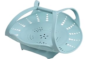 Vbvbip Silicone Steamer Basket with Collapsible Design for Vegetables - Instant Pot Compatible, Reusable, Non-Stick, BPA-Free,Blue