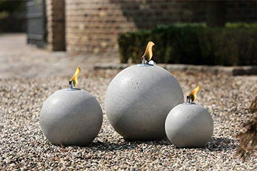 Gartenöllampe Gartenkugel, Kugelöllampe,betongrau, D x H 30 x 33cm; Fackel, Gartendeko, Kugel
