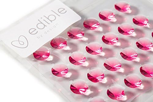 Edible By Design Bright Pink Gel Diamonds, 24 Count