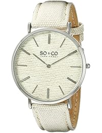 So y Co Unisex de Nueva York reloj infantil de cuarzo con diseño de rayas de Beige esfera analógica y Beige correa de piel 5103,3