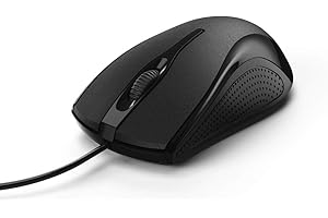 Hama | Ratón óptico con Cable, Ratón Silencioso, 1.200 dpi, 3 Botones, Cable USB, Color Negro