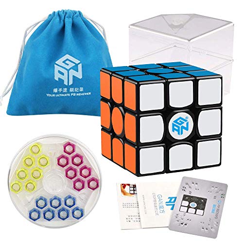 Coogam Gans 356 Air SM Speed Cube 3x3 Black Gan 356Air S Magnetic Puzzle Cube with GES V3 Spring (Superspeed Magnetic Version)