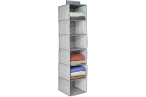 mDesign – Organizador de ropa para armarios con 6 estantes – Organizador de tela para colgar – Colgador de armario para ropa, toallas y accesorios para bebés