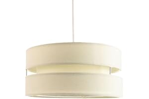 Contemporary Quality Cream Linen Fabric Triple Tier Ceiling Pendant Light Shade | 60w Maximum | Designer Style | 26cm Diameter by Happy Homewares