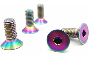 RISON-Titanium Bulloni a Testa Svasata in Titanio GR5 M5x0.8x15mm, Viti a Testa Piatta con Esagono Incassato, Viti a Testa Brugola Bullone Meccanico Viti Filettate per Bicicletta, MTB, 5 Pezzi