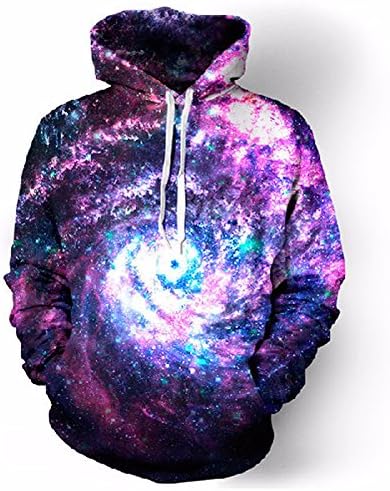 WDBAYXH Casual Hoodies Space Galaxy Sweatshirt 3D Hip Hop Coat Long Sleeve Tracksuit Hoody Pullover Brand Sportswear Unisex,Purple,L