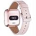 Price comparison product image WFEAGL Compatible for Fitbit Versa Strap, Top Grain Leather Band Replacement Strap for Fitbit Versa Fitness Smart Watch (Pink Sand Band+ Rose Gold Buckle)