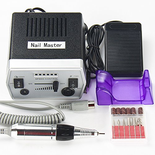 PROFI Fußpflegegerät Nagelfräser Maniküre Pediküre Nagelschleifer Hornhautentferner Nagelfeile Gerät Profi Nageldesign Set Bits + 30PCS Hartmetall Fräseraufsatz + 300 Sand Bänder - 2