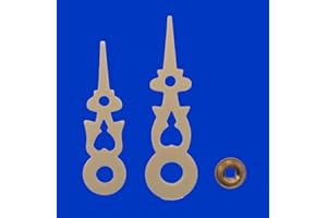 KD89 Uhrzeiger aus Kunststoff, gelb, für Kuckucksuhren, verschiedene Größen, mit Messingmutter, handgefertigt (31/36)