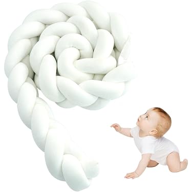 Coussin Barrière De Lit Tissé à La Main - Coton Et Velours - Longueur 300 Cm - Protection Anti-choc Pour Enfants - 3