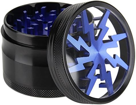 Herb Grinder, Pupow Newest Generation Tobacco Grinder Premium Aluminum Alloy Spice Grinder Mini Crusher Grinder Mill with Pollen Catcher (Blue)
