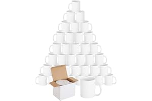 WOWSUBLI Sublimation Mugs Blank 11 oz Plain White Coffee Mug with Gift Boxes, Double ORCA Coated Ceramic Mugs for Sublimation Printing Heat Press (36pcs)