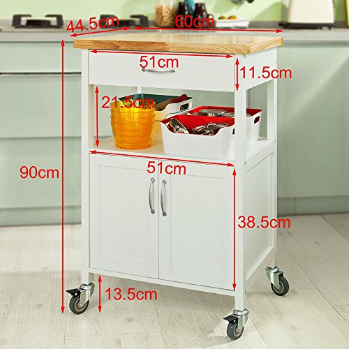 SoBuy® Servierwagen, Küchenwagen, Rollwagen,Getränkewagen fürs Büro,FKW22-WN - 2