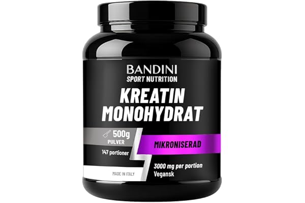 Bandini® Kreatin Monohydrat Pulver 500 g - Mikroniserat 100% rent creatine | kreatinmonohydratpulver - Lätt att blanda, 147 portioner - Träning, sport, gym - Inkluderar skopa - Veganskt, Glutenfritt