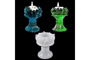 FineInno Resin Moulds, Lotus Candle Holder Epoxy Resin Molds Flower Tealight Silicone Mould Candlestick Casting Mould for DIY Jewelry Box Home Decoration (A)