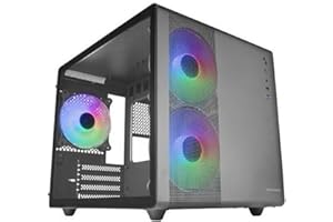 Mars Gaming MC-400, Case Gaming Compatto Micro-ATX, Finestra Laterale Totale Vetro Temperato, 3x Ventole FRGB 120mm, Pannello Laterale Completo Mesh, Nero