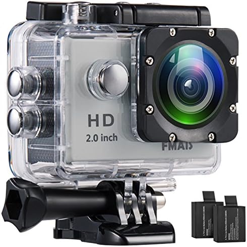 FMAIS Action Camera 2.0 Inch LCD Full HD 1080P Camcorder Underwater 30m/98ft Waterproof Sports Camera with 2 Rechargeable Batteries and Mounting Accessories Kit (Silver)