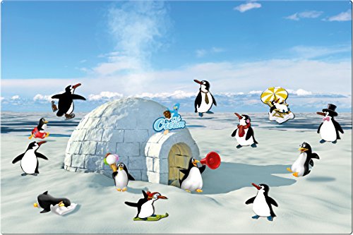 Pinguin Party - Einladende Design Metall Magnettafel 60x40 cm - Pinnwand Memoboard mit Motiv: Pinguin Eisparty - inkl. 8 Magnete Pinguine für Magnetwand - Original Magnetpinnwand GUMA Magneticum