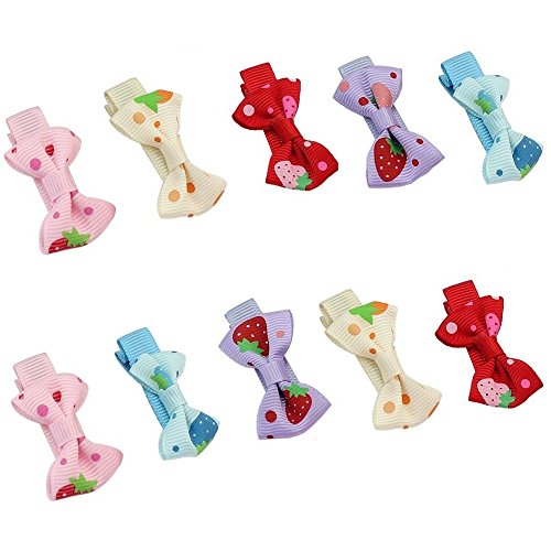 Homgaty 10Pcs Girl Kid Baby Colorful Cute Strawberry Bowknot Bow Tie Alligator Hair Clip Barrettes