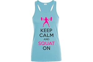 Fashion Graphic Canotta Donna Keep Calm And Squat On Palestra Fitness Bodybuilding Crossfit Powerlifting