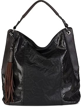 styleBREAKER Schultertasche mit seitlicher Schlangen Optik, Shopper, Umhängetasche, Beuteltasche, Damen 02012097