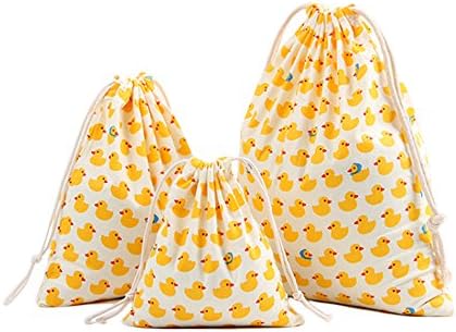 Outflower 3Pcs/set Canvas Drawstring Storage Bag Portable Foldable Gym Storage Pouch Travel Laundry Cloth Pocket Organizer for Clothed Toy All Kinds Items S/M/L