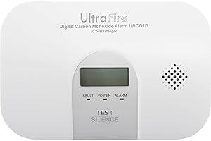 ULTRAFIRE FIRE SAFETY UltraFire UBCO1D – 10 Year Life Battery Powered Carbon Monoxide Alarm with Digital Display - 10 Year Warranty