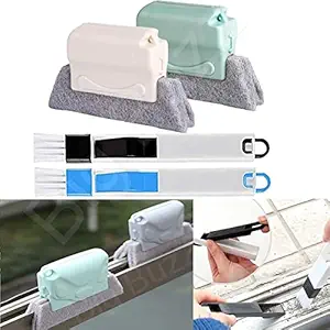 Big Buzz Double Combo of Window Groove Frame Cleaning Brush and Dust Cleaning Brush for Window Slot Keyboard with Mini Dustpan Door Track Cleaning Brushes Dust Cleaner Tool for All Corners Edges Gaps