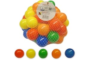 KOENIG-TOM 100 Bunte Plastikbälle Babybälle Bälle 5,5cm für Bällebad Bällchen Bad ohne gefährliche Weichmacher, 5 Farbenmix blau/grün/rot/gelb/orange