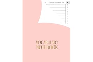 Vocabulary Notebook: 3 Columns, Record Foreign Language Learning Notebook with A-Z Printed, Size 8.5x11 | Pink & Golden Cover