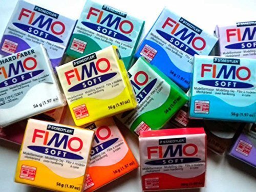 Fimo Oven Bake Clay . Starter set 6 x 56g Blocks in assorted Colours. by Fimo