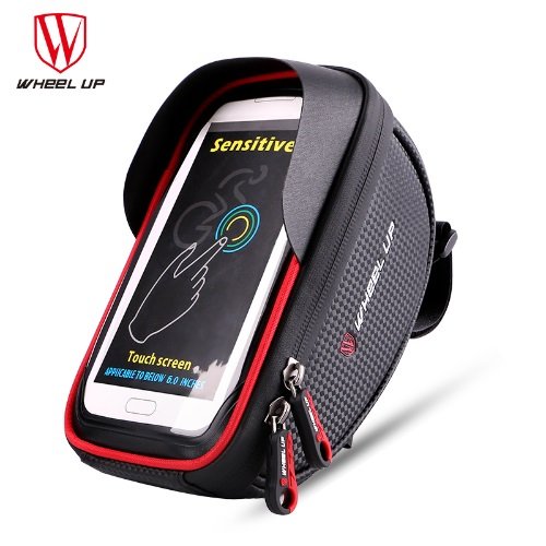 Wheel-UP soporte para teléfono móvil bicicleta bolsa de bicicleta manillar con impermeable para smartphones, GPS, Navi bicicleta, se adapta Hasta 6 Pulgadas, rojo