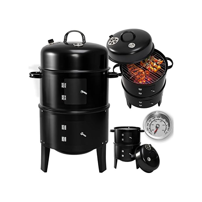 Kesser 3in1 Bbq Holzkohlegrill Grill Smoker Ruchertonne Ruchergrill Grilltonne