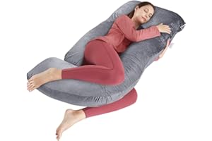 Wndy's Dream - Cuscino per gravidanza, 139,7 cm, per donne incinte, comodo cuscino Zootzi a forma di U, con rivestimento rimovibile in jersey lavabile