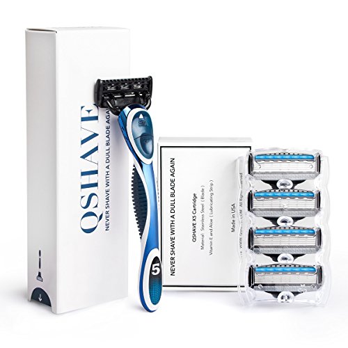 Manual Razor System for Men Shaving,1 Handle + 4Pcs 5 Blades Cartridges