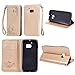 Produktbild Lonchee HTC 10(HTC One M10) Wallet Tasche Brieftasche Schutzhülle , geprägten Design Hochwertige PU Leder Folio Tasche Case Hülle im Bookstyle mit Standfunktion Kredit Kartenfächer (golden)