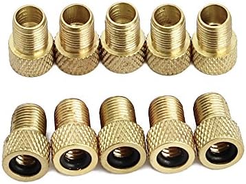 Zilong 10 Pcs Brass Valve Adapter Presta to Schrader Converter Road Bike Cycle Bicycle Pump Tube Connector with o-ring Seal
