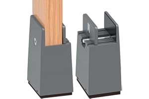 AIRUJIA Upgraded Adjustable Chair Risers with wrench, 4 Inch Lift Heavy Duty Bed Risers for Sofa Table Cabinet, Fits Square Chair Leg Diameter from 0 to 1.5 Inch, Support up to 5000lbs (2 PCS, Gray)