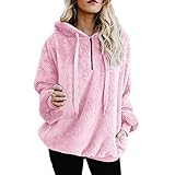 iHENGH Vorweihnachtliche Karnevalsaktion Damen Winter Jacke Dicker Warm Bequem Parka Mantel Lässig Mode Frauen warme Flauschige Top Hoodie Sweatshirt Hooded Pullover Jumper(Rosa,4XL)
